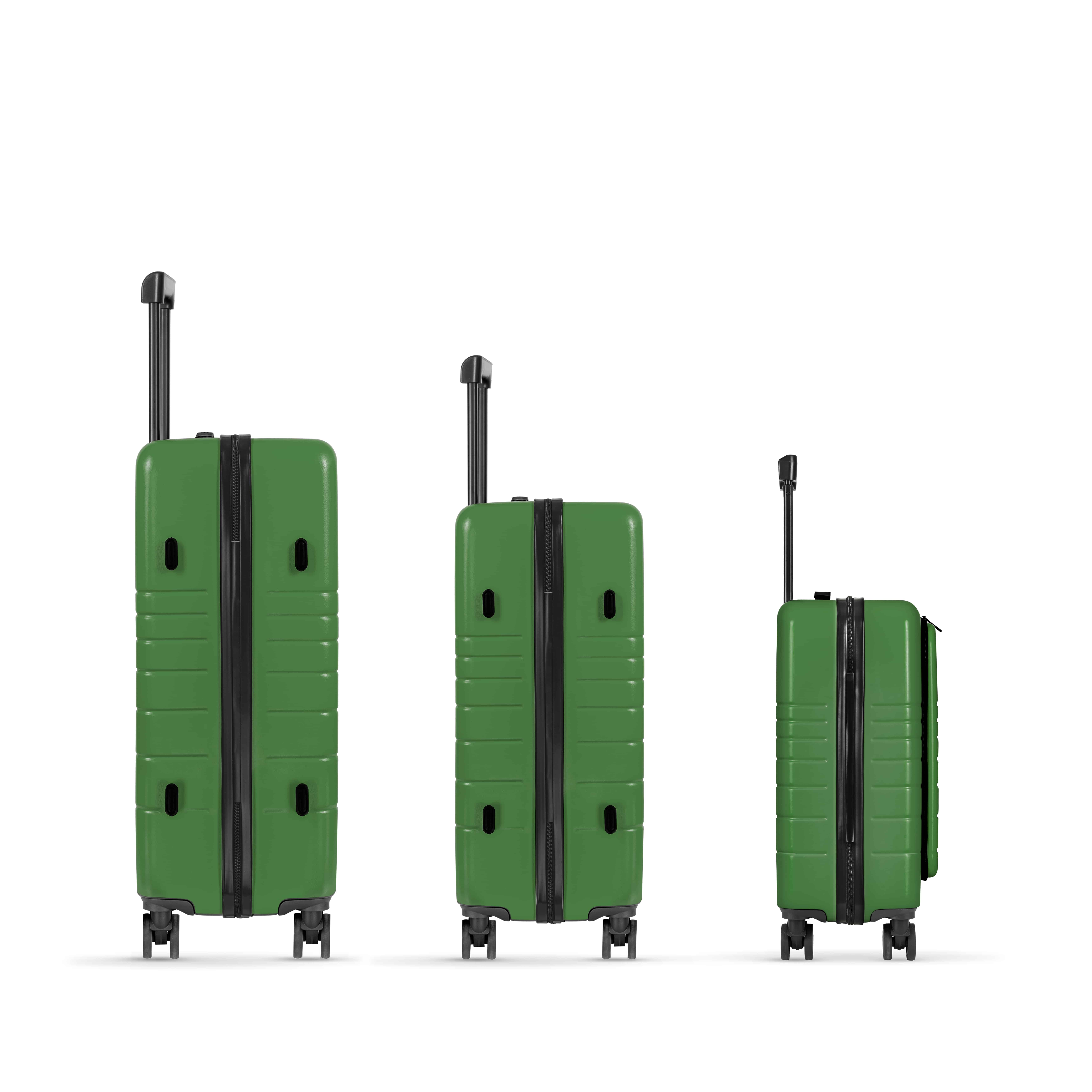 Zestaw walizek E1 zielony bok Eternitive