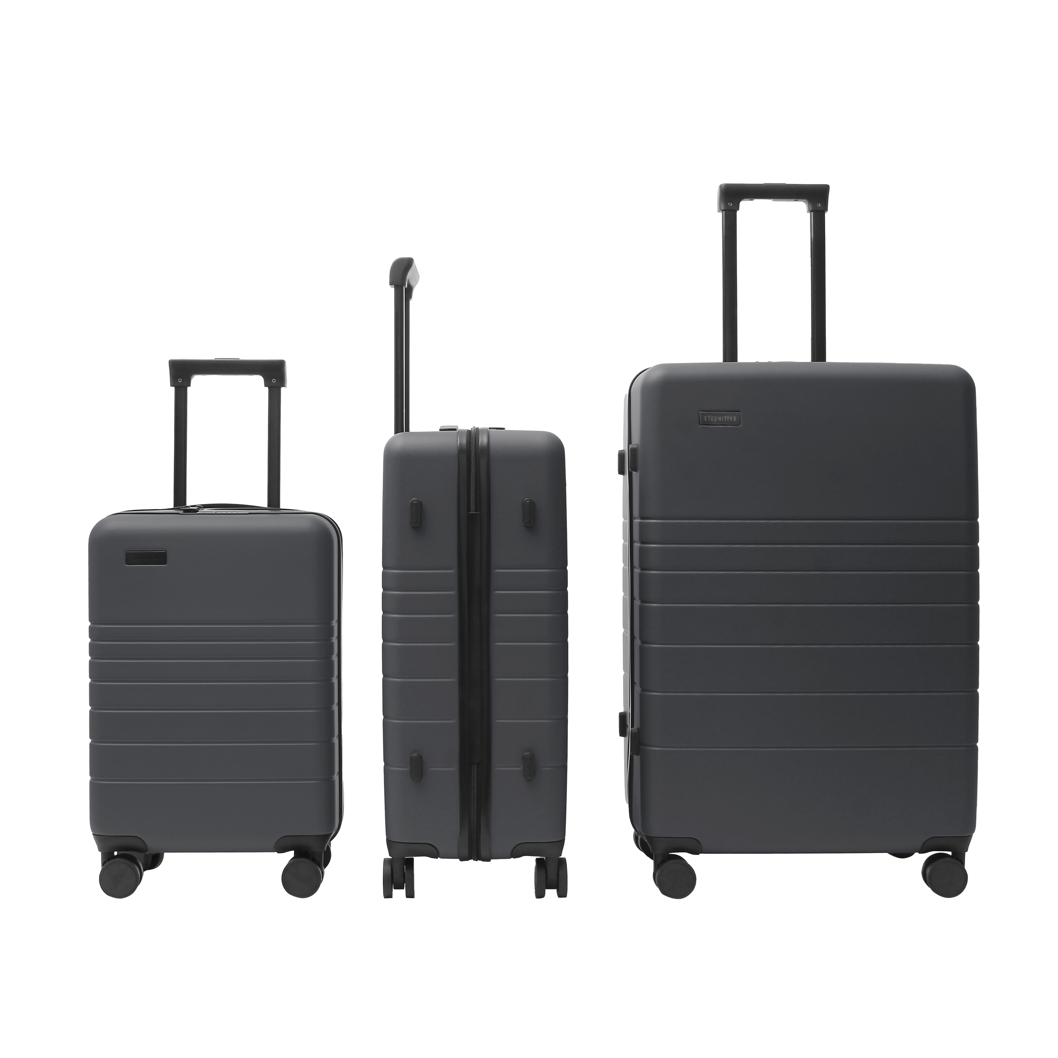 E2 Grey 3-Piece Luggage Set – Basic Cabin, Medium and Large | Eternitive