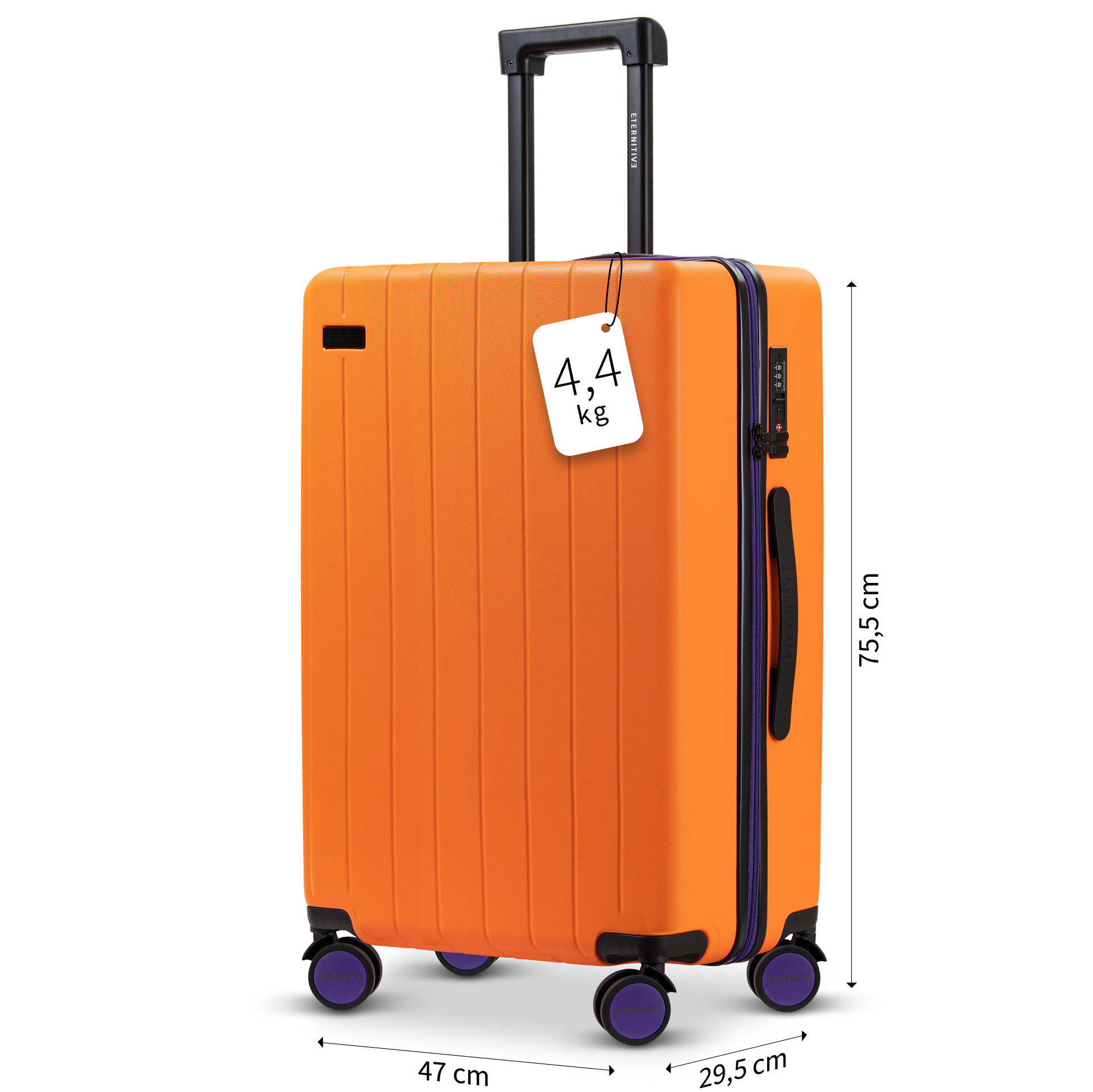 Large orange suitcase with TSA lock (suitcase made of ABS
